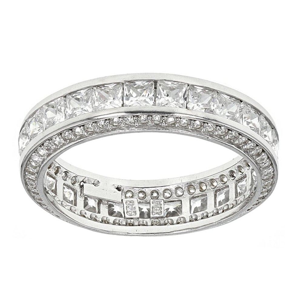 NIB - Cubic Zirconia Rhodium Over Sterling Silver Band 4.00ctw - Size 7
